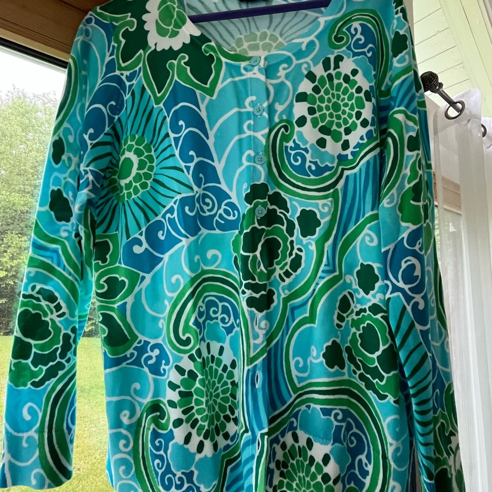 Talbots Vibrant Floral Button-Up Cardigan